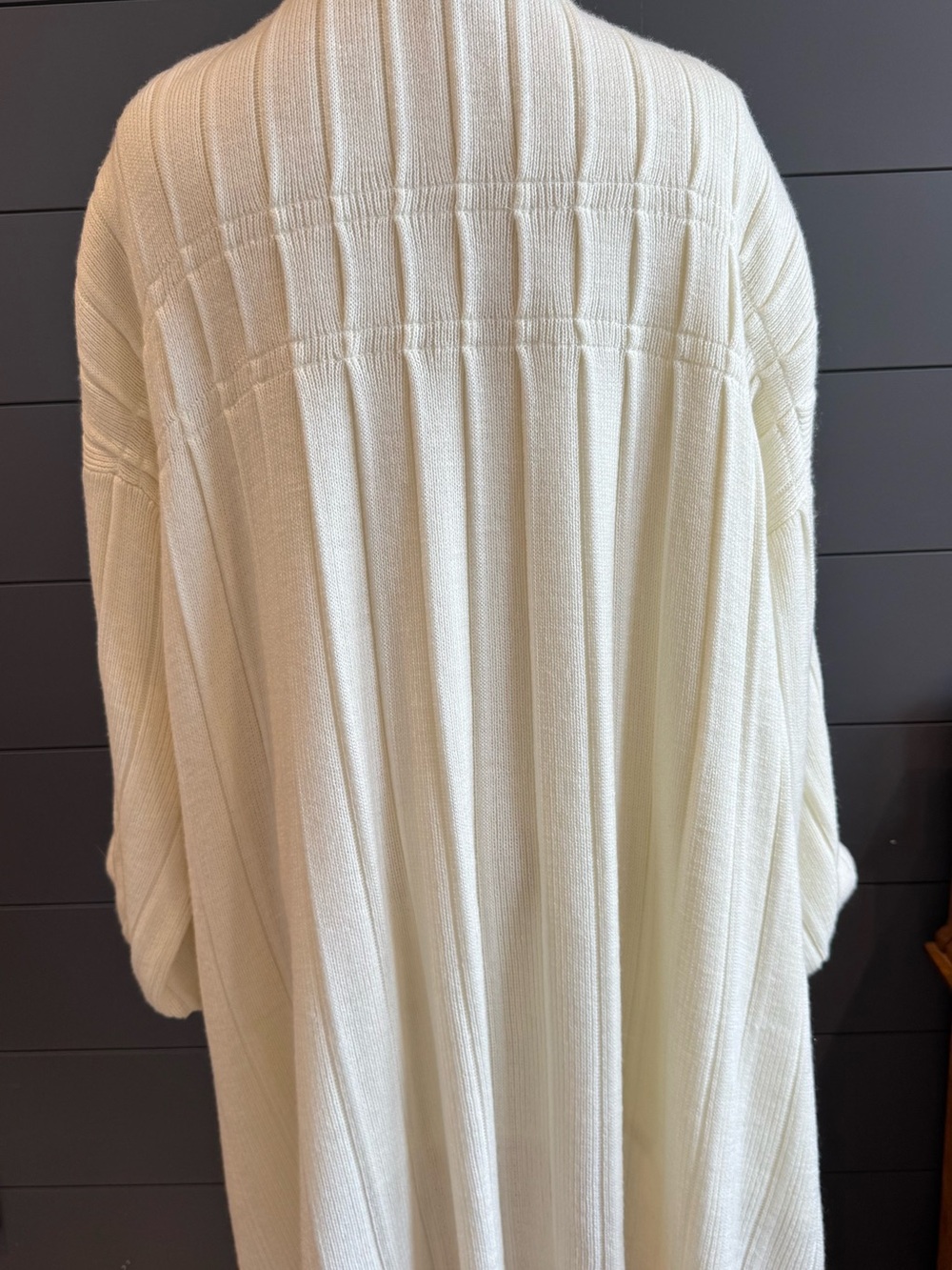 Roaman’s 1X Ivory Braided Shawl Collar Cardigan | Lace Beaded Open Front Sweater - Picture 6 of 8